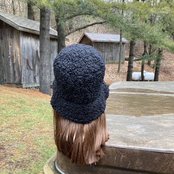 Fisherman Wig Hat, Hair Attached  ,  Winter Hat , OS, Black - Picture 6 of 7
